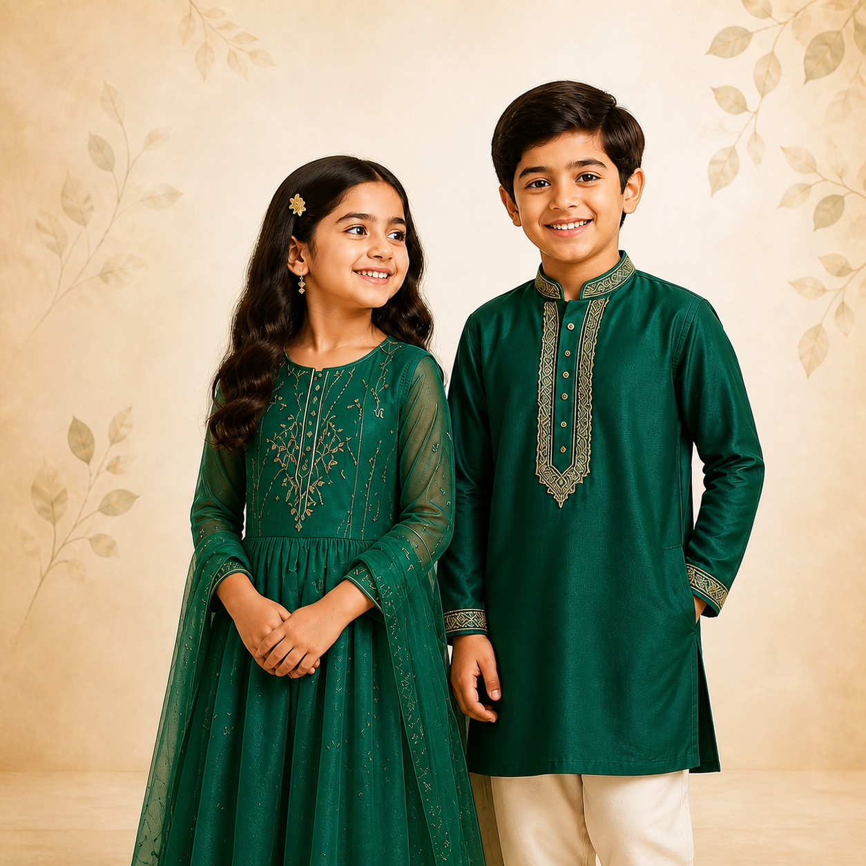 Kids Festive Fashion Set in Emerald