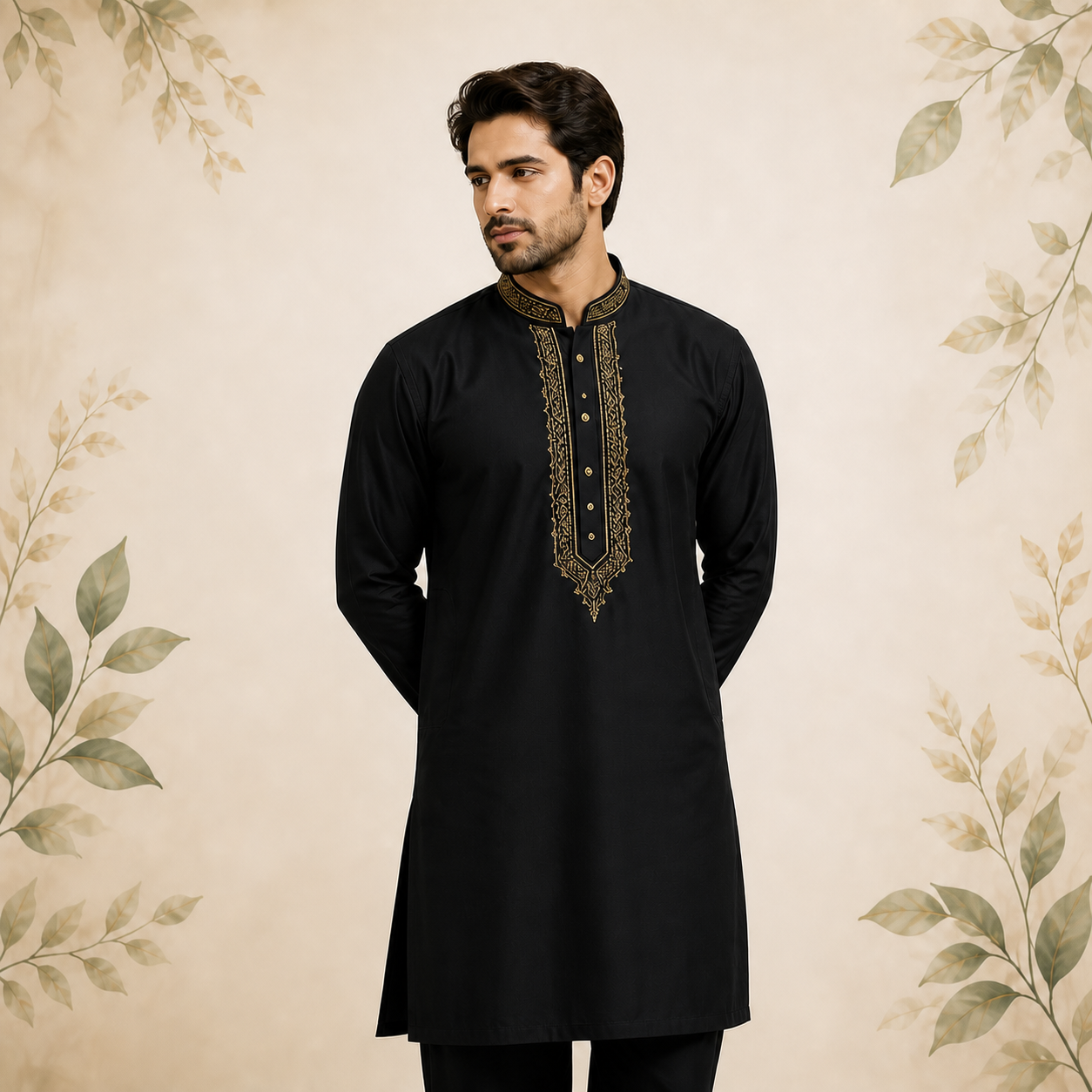 Maroon Festive Panjabi for Men in Black