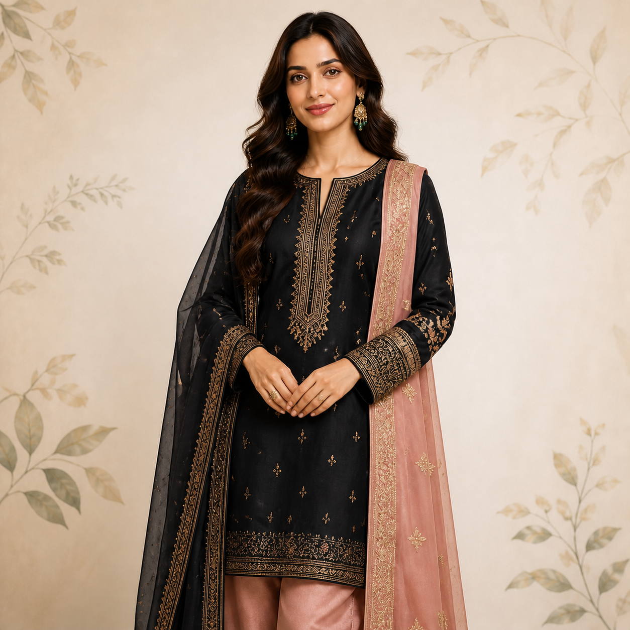 Emerald Festive Outfit for Women in Black
